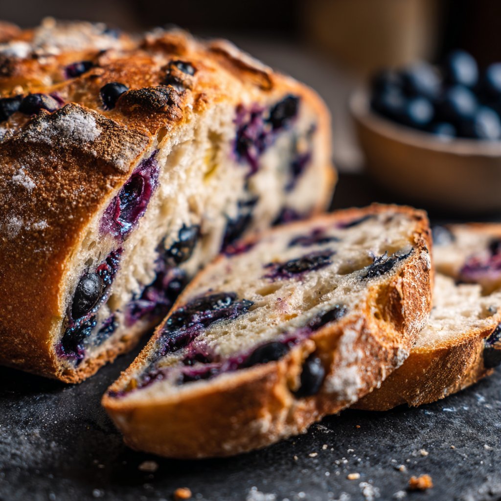 Blueberry Lemon Sourdough Bread Sliced