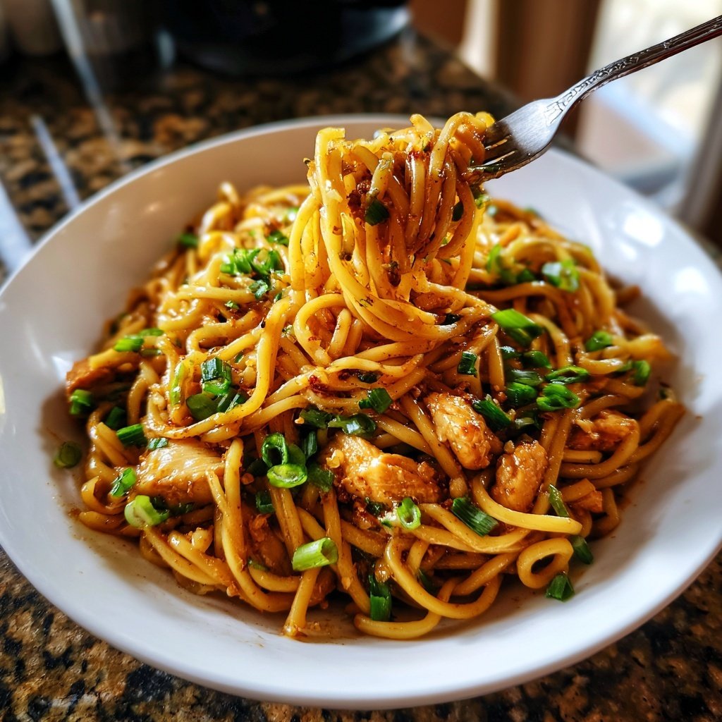 Sticky Garlic Chicken Noodles