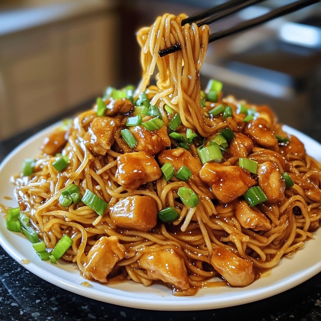 Sticky Garlic Chicken Noodles