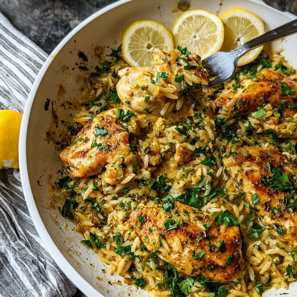 Skillet Lemon Chicken With Orzo