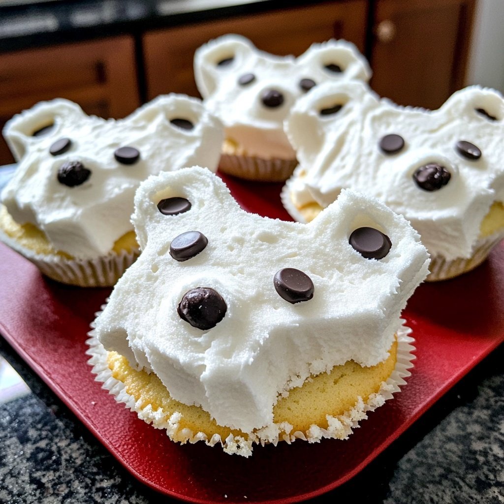 Christmas Polar White Bear Cupcakes
